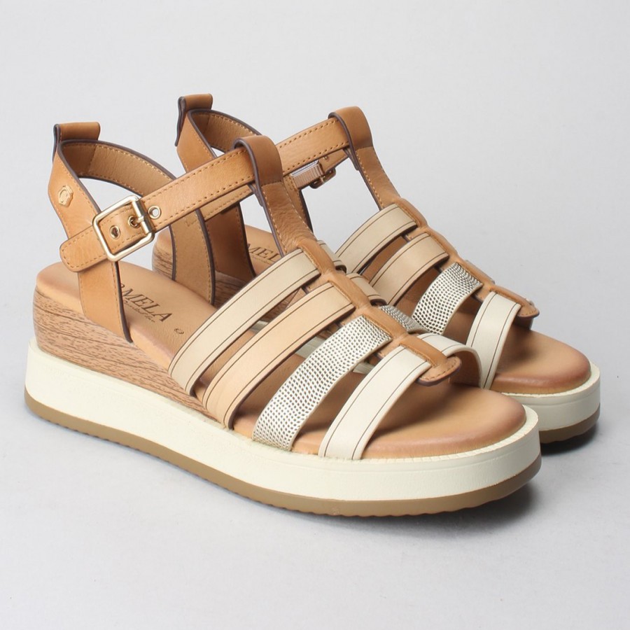 SANDALIAS CUÑA CAMEL CARMELA